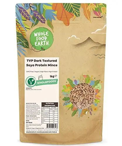 Produktbild: Wholefood Earth TVP Dark Textured Soya Protein Mince - GMO Free - Vegan - Milchfrei - Ohne Zusatz von Zucker, 1 kg