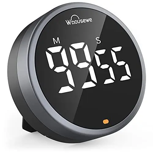Produktbild: Whousewe Küchentimer, Timer Digital, Eieruhr Digital mit LED-Bildschirm, Magnetisch Timer mit 3 Lautstärkestufen, Ideal zum Kochen, Backen, Studieren Schwarz
