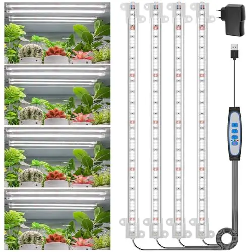 Produktbild: Wiaxulay Pflanzenlampe LED Vollspektrum, 6000K Pflanzenlicht für Pflanzen, Wachstumslichter für Zimmerpflanzen/Samenstart, Wachstumslichtstreifen mit Auto Timer 6/12/16H, 5 Stufen Dimmbar für Sämling