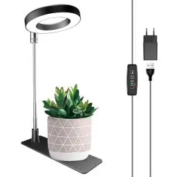 Produktbild: Wiaxulay Pflanzenlampe Led Vollspektrum, 48 LEDs Vollspektrum-Pflanzenlicht für Zimmerpflanzen, höhenverstellbare Wachstumslampe mit Sockel, 3 optionale Spektren, Auto Timer 3/9/12Hrs, 10 Helligkeiten