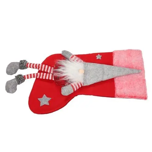 Produktbild: Wichtel-Weihnachtsstrumpf, Bezaubernde Deko-Tasche Zum Aufbewahren von Geschenken für Kamin und Weihnachtsbaum (Rot)