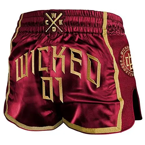 Produktbild: Wicked One Muay Thai Shorts Swift Bordeaux - Funktionelle Moderne Kickboxen Thaibox Hose für Herren (S)
