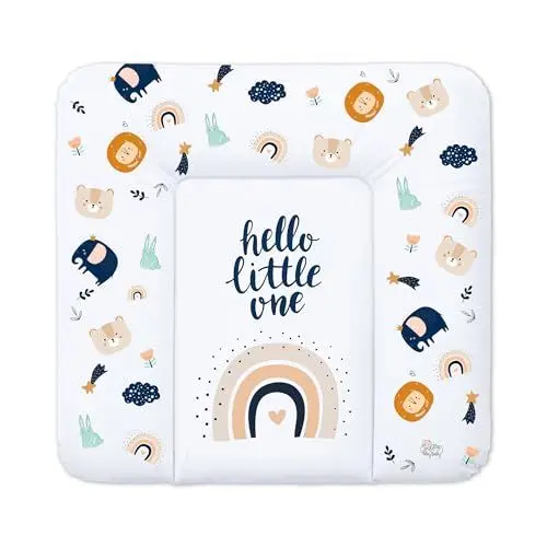 Produktbild: Wickelauflage Wickelunterlage abwaschbar und wasserdicht 75x72 cm - Wickelmatte zum Auflegen auf Wickeltisch Wickelaufsatz Wickelkommode oder Waschmaschine changing mat 75 x 72 Regenbogen Motiv