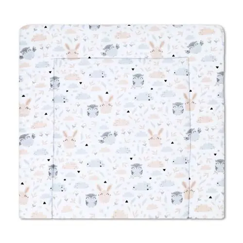 Produktbild: Wickelauflage Wickelunterlage aus Baumwolle 75x72 cm - Weich und waschbar Wickelunterlage für Babys Wickelmatte aus Stoff für Wickeltisch Wickelkommode oder Waschmaschine 75 x 72 Oeko-Tex Eulen B
