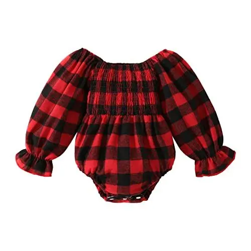 Produktbild: Wickelbodys Langarm 56 Schlafstrampler Baby Kleinkind Mädchen Langarm Plaid Prints Pullover Strampler Neugeborenen Sweatshirt Bodys Kleinkind Mädchen Langarm Plaid Prints Pullover Strampler Neugebore