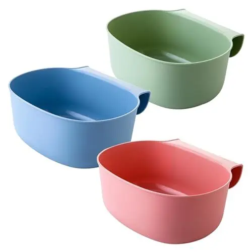 Produktbild: Wickeltisch Organizer zum Einhängen 3 Stück Mülleimer Auffangschale Küchenabfälle Müll Container Waschschüssel Auffangschale Baby für Wickeltisch Küchenschrank Tür, Polypropylen, (Grün+Rosa+Blau)