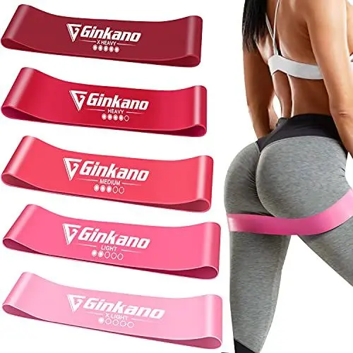 Produktbild: Widerstandsbänder, (5er Set) Fitnessband mit Bungsanleitung auf Deutsch & Tragebeutel Resistance Bands Gymnastikband aus Latex Für Muskelaufbau Pilates Yoga - Rot