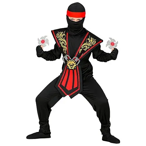 Produktbild: W WIDMANN MILANO Party Fashion - Kinderkostüm Ninja mit Waffenset, japanischer Kämpfer, Krieger