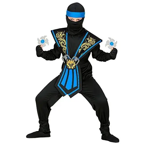 Produktbild: W WIDMANN MILANO Party Fashion - Kinderkostüm Ninja mit Waffenset, japanischer Kämpfer, Krieger