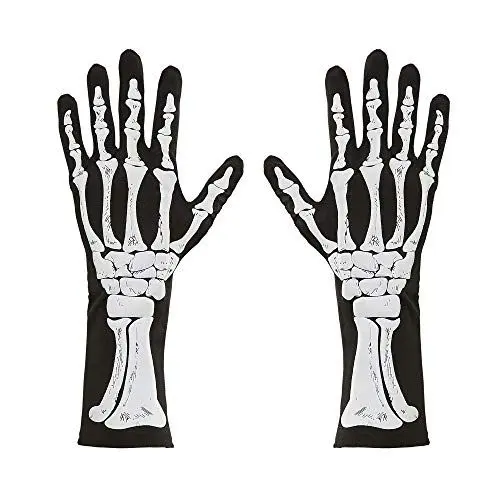 Produktbild: W WIDMANN MILANO Party Fashion 01088 - Handschuhe Skelett, 35 cm, Gerippe, Halloween, Karneval, Mottoparty