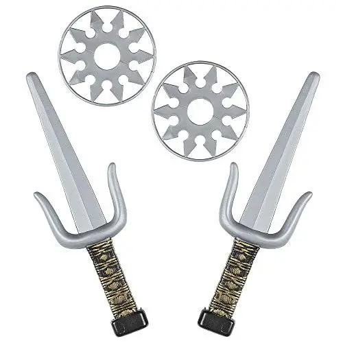 Produktbild: W WIDMANN MILANO Party Fashion 01205 - Waffenset Ninja, 2 Sai und 2 Shuriken, Kostüm, Accessoire, Karneval, Mottoparty