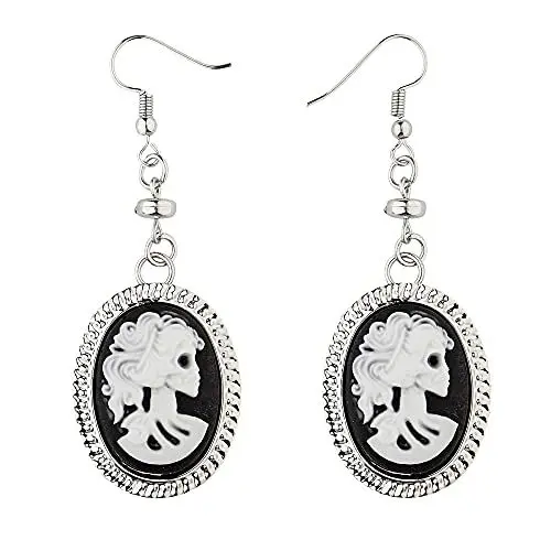 Produktbild: W WIDMANN MILANO Party Fashion 01783 - Ohrringe Kamee Totenkopf, Schmuck, Skelett, Halloween, Karneval, Mottoparty