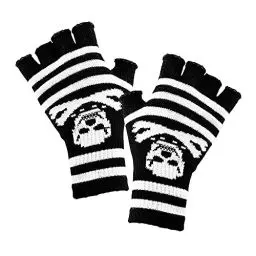 Produktbild: Widmann 02422 - Fingerlose Totenkopfhandschuhe, mit gekreuzten Knochen, Skelett, Halloween, Karneval, Mottoparty