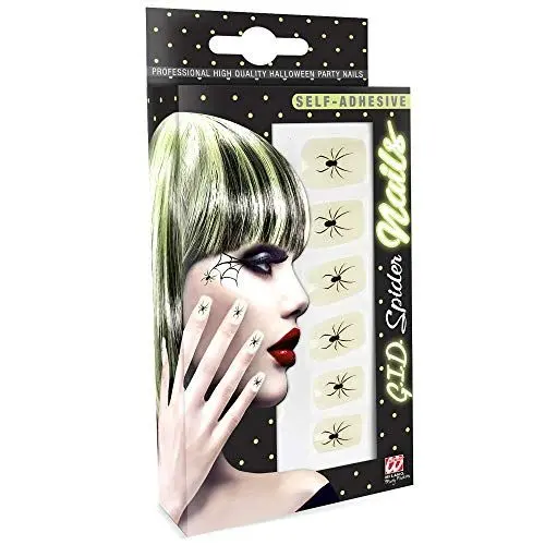 Produktbild: W WIDMANN MILANO Party Fashion 05356 - Fingernägel Set Spider, 12 Stück, selbstklebend, Accessoire, Karneval, Mottoparty, Halloween