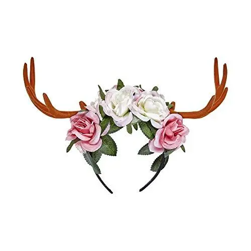 Produktbild: W WIDMANN MILANO Party Fashion 07792 - Haarreif Geweih mit Blumen, Rentier, Reh, Accessoire, Mottoparty, Karneval