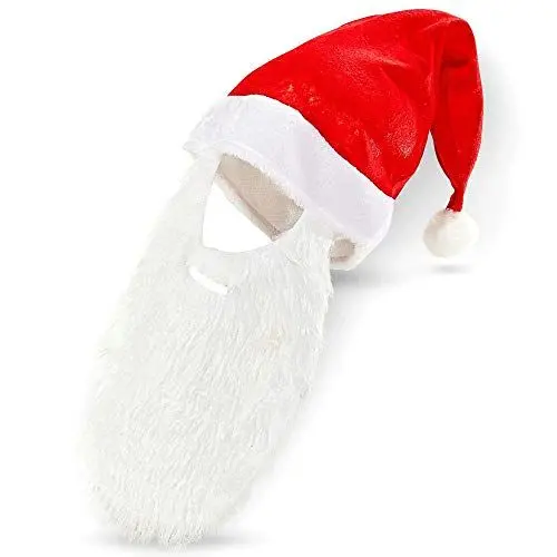 Produktbild: W WIDMANN MILANO Party Fashion 1496H - Weihnachtsmannmütze, mit Bart, aus Plüsch, Kopfbedeckung, Accessoire, Nikolaus, Weihnachten, Mottoparty, Karneval