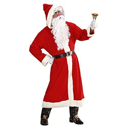 Produktbild: W WIDMANN MILANO Party Fashion 1544V - Weihnachtsmannkostüm, 6-teilig, Mantel mit Kapuze, Gürtel, Stiefelüberzieher, Perücke, Bart mit Schnurrbart und Augenbrauen, Nikolaus, Weihnachten