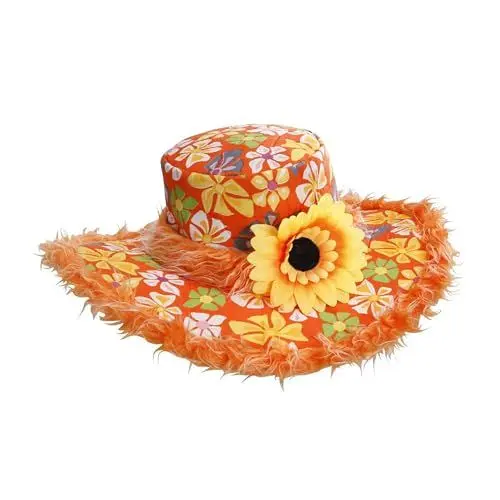 Produktbild: W WIDMANN MILANO Party Fashion 2596A - Hut Ibiza, mit Plüschrand und Sonnenblume, Orange, Partyhut, Kopfschmuck, Accessoire, Karneval, Mottoparty