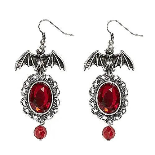 Produktbild: W WIDMANN MILANO Party Fashion 46754 – Ohrringe, Hängeohrringe mit Fledermäusen, Silber, Modeaccessoire, Schmuck, Kostümzubehör, Mottoparty, Karneval, Halloween