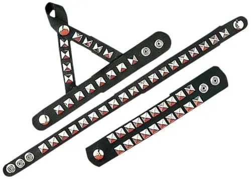 Produktbild: W WIDMANN MILANO Party Fashion 5036P - Rocker-Set, 3-teiliges Set bestehend aus Armband, Halsschmuck und Fingerarmband, Lederlook, Accessoire, Rock Star, Punk, Kostüm