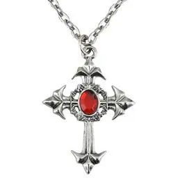 Produktbild: W WIDMANN MILANO Party Fashion 7510K - Kette, gotisches Kreuz mit rotem Juwel, Schmuck, Halsband, Halloween, Mottoparty, Karneval
