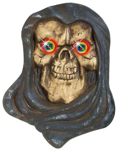 Produktbild: Widmann 7783R - Wanddekoration Totenkopf, leuchtende Augen, bunt, Horror, Halloween