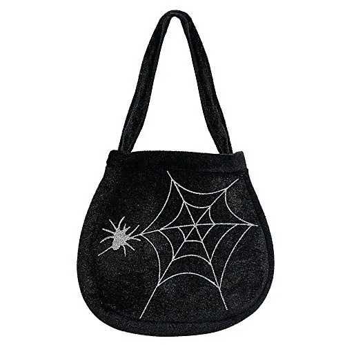 Produktbild: W WIDMANN MILANO Party Fashion 8173W - Hexen Handtasche, mit Spinne und Spinnennetz bedruckt, Schwarz, Kostüm, Accessoire, Halloween, Karneval, Mottoparty