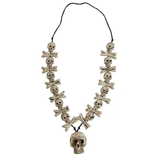 Produktbild: W WIDMANN MILANO Party Fashion 8597N - Kette mit Totenköpfen und gekreutzten Knochen, Halskette, Accessoire, Skelett, Karneval, Halloween