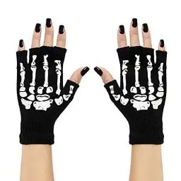 Produktbild: W WIDMANN MILANO Party Fashion 95703 - Fingerlose Handschuhe mit Skelett-Aufdruck, Accessoire für Faschingskostüme, Halloween