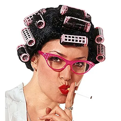 Produktbild: W WIDMANN MILANO Party Fashion G6213 - Perücke verzweifelte Hausfrau, schwarz, mit Lockenwickler, Karneval, Mottoparty