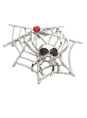 Produktbild: Widmann Spinnennetz-Brosche mit Totenkopf-Spinne