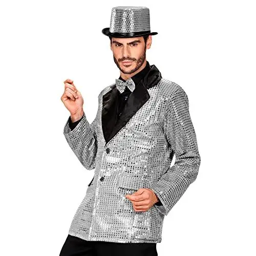 Produktbild: W WIDMANN MILANO Party Fashion - Jacke mit Pailletten, aus Satin, silber, Blazer, Showman, Motto-Party, Karneval