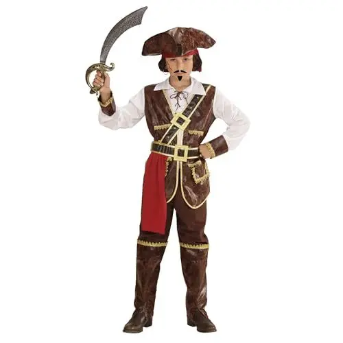 Produktbild: W WIDMANN MILANO Party Fashion - Kinderkostüm Pirate of Coconut Beach, Shirt, Weste, Gürtel, Schärpe, Hose, Überziehstiefel und Hut, Karneval, Mottoparty