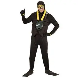 Produktbild: W WIDMANN MILANO Party Fashion - Kostüm Taucher, Anzug mit Kapuze, Sauerstofftank, Flossen, Tauchmaske, Karneval, Mottoparty