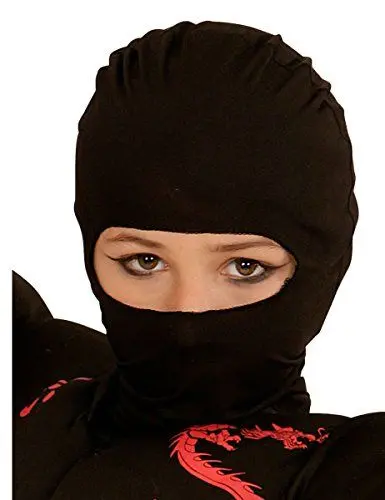 Produktbild: W WIDMANN MILANO Party Fashion, schwarze Ninja-Mütze für Kinder, vielseitiges Design, langlebige Materialien, ungiftige Sicherheit, benutzerfreundlich, fesselndes Thema für fantasievolles Spielen