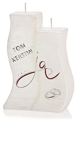 Produktbild: Wiedemann Hochzeitskerze Perlmutt weiß, Wachs, Silber, 19.5 x 11.5 cm