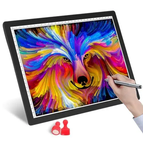 Produktbild: Wiederaufladbar LED A4 Leuchttisch Grafiktablett Light Pad Digitales Tablet Copyboard mit 5 stufiger, dimmbarer Helligkeit zum Nachzeichnen von Zeichnungen (Schwarz)