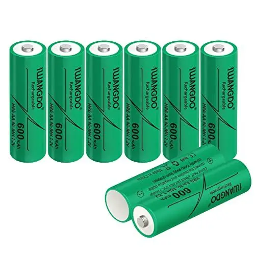 Produktbild: Wiederaufladbare AA-Batterien, 600 mAh, HR6, für Garten-Solarleuchten, vorgeladen, 8 Stück