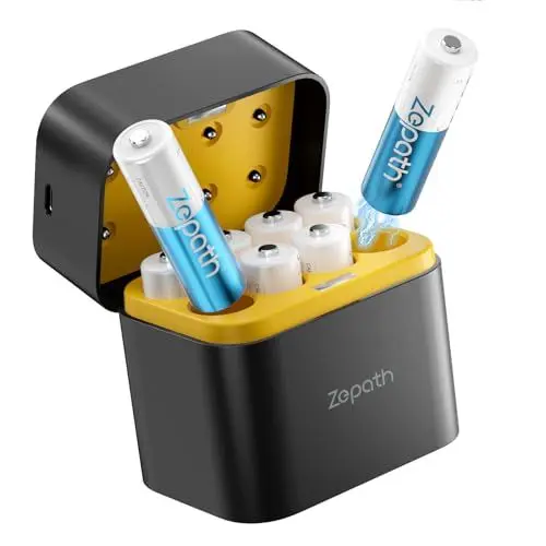 Produktbild: Zepath Wiederaufladbare Lithium Akkus AA 8-Pack mit Ladegerät, 3000mWh Hohe Kapazität 1.5V AA Batterien