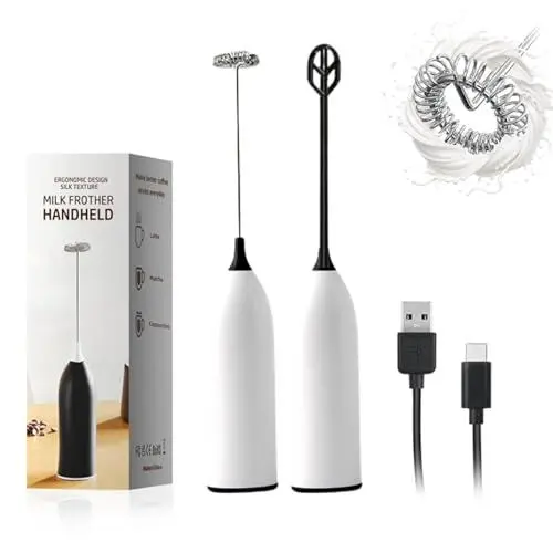 Produktbild: Wiederaufladbarer Milchaufschäumer | Elektrischer Milchaufschäumer für Matcha, Cappuccino, Latte, Smoothie | 2 Multifunktions-Schneebesen | USB-Kabel