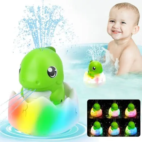 Produktbild: Gigilli Wiederaufladbares Baby Badespielzeug, Dinosaurier Babyspielzeug-Geschenke leuchtendes Badespielzeug, Sprinkler Badewannenspielzeug für Kleinkinder Sprühwasser Badespielzeug