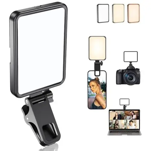 Produktbild: Wiederaufladbares weiches Selfie-Licht für Telefon, Kamera, Laptop, 3000 mAh tragbares LED-Licht für Bilder, Telefon-Lichtclip für Selfie, Vlog, TikTok, Make-up, Videokonferenz