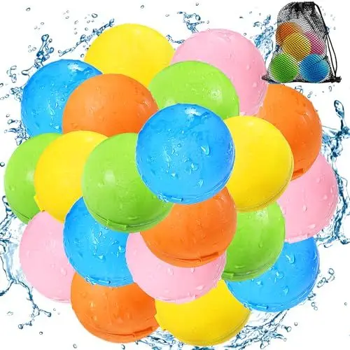 Produktbild: Wasserbomben Wiederverwendbar Selbstschließend Magnet 20 Stück, Nachfüllbare Silikon Wasserbomben für Jungen und Mädchen, Kinder Poolspielzeug Wasserspielzeug
