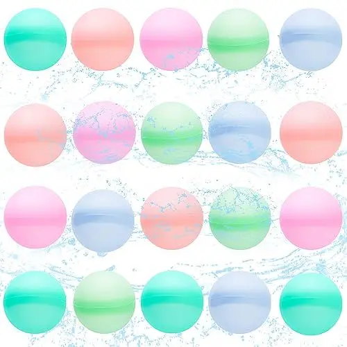 Produktbild: Wiederverwendbare Wasserbomben für Kinder und Erwachsene, 20 Stück Silikon-Wasserbälle, Sommer-Outdoor-Spielzeug, Pool-Spielzeug, Sommerspritzer-Partyzubehör, einfache Aktivitäten, Spaß im Freien