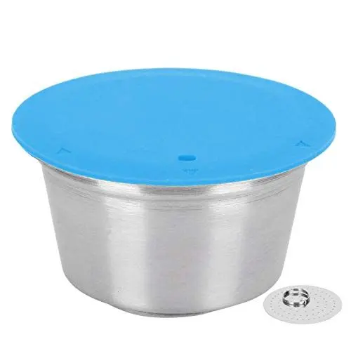 Produktbild: Wiederverwendbarer, nachfüllbarer Kaffeekapselbecher aus Edelstahl, Kapselmaschine für -Kaffeekapseln, Füllset (Blue)