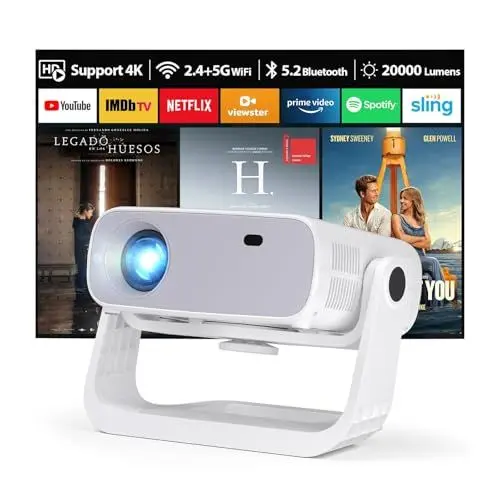 Produktbild: Wielio 2025 Neuer Smart Beamer,Integrierte Apps,Android 11,Native 1080P mit 4K Unterstützung,Trapezkorrektur,WiFi 6&Bluetooth 5.2,20000 Lumens,Heimkino Beamer Kompatibel mit iOS/Android/PS5