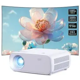 Produktbild: Wielio Beamer, Full HD 1080P Projektor, 5G WiFi Bluetooth Projector, 18000 Lumens Heimkino Mini Beamer, 30-200 Zoll Projektionsgröße Kompatibel mit iOS/Android/Laptop/HDMI/USB（Grau）