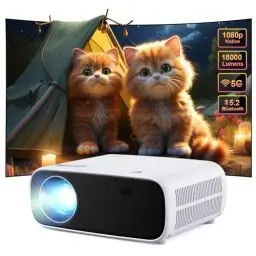 Produktbild: Wielio Full HD 1080P Beamer mit 4K Unterstützung, Bluetooth und WiFi, 18000 Lumen HD Display, Unterstützung 30-200 Zoll Projektionsgröße, Kompatibel mit iOS/Android/Laptop/Xbox(schwarz)