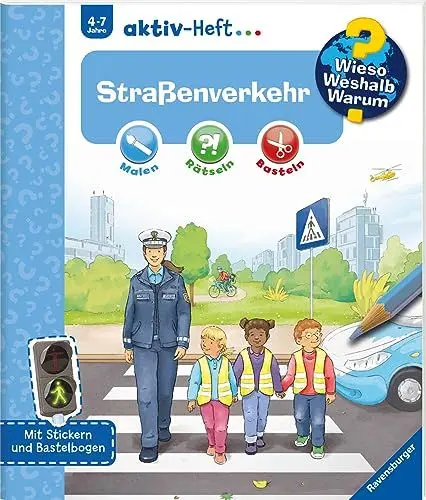 Produktbild: Wieso? Weshalb? Warum? aktiv-Heft - Straßenverkehr (Malen, rätseln, basteln ab 4 Jahre - mit Stickern und Bastelbogen)