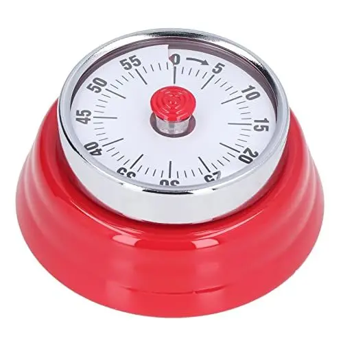 Produktbild: Küchentimer aus Edelstahl, Klassischer Countdown-Timer, Magnetische Erinnerung, Praktisch für Zuhause, Zubehör, Rote Retro-Timer (Rot)